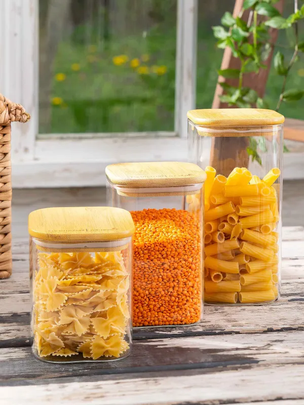 Банка для сыпучих продуктов, 850 мл, стекло/бамбук, квадратная, Home made, image-5