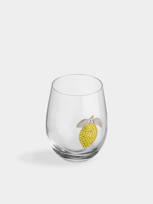 Стакан, 10 см, 520 мл, стекло/металл, Лимон, Lux elements, image-2