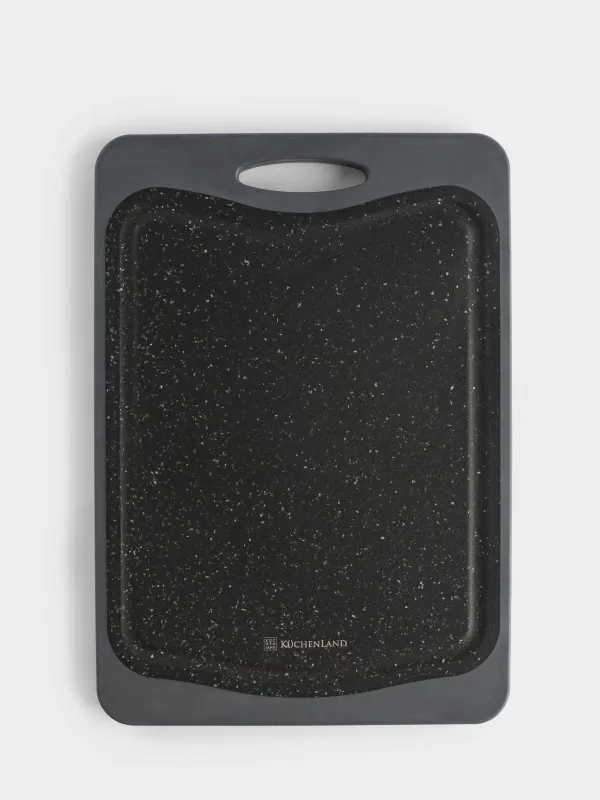 Доска разделочная, 29х20 см, двусторонняя, бамбук/пластик, черная, Marble bamboo, image-0