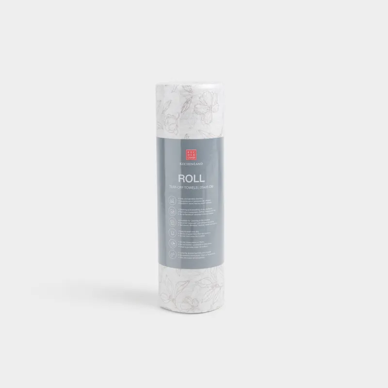 Полотенца рулонные, 25х25 см, 50 шт, целлюлоза, бело-бежевые, Цветы, Roll