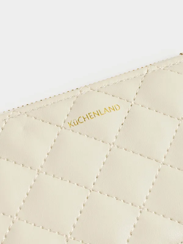 Кошелек женский, 13х8 см, на молнии, с отделениями для карт, полиуретан, молочный, Quilted, image-4