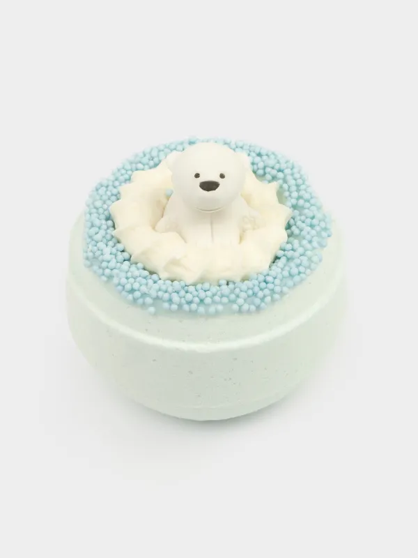 Бомбочка для ванны, 130 гр, с игрушкой, голубая, Ежевика, Мишка, White bear, image-0