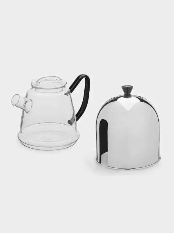 Чайник заварочный, 600 мл, крышка-грелка, стекло Б/сталь, черная ручка, Купол, Affogato, image-4