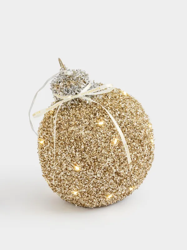 Статуэтка с подсветкой, 20 см, Елочный шар с блестками, Frosty sparks, image-0