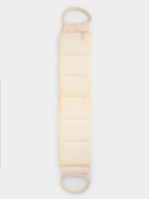 Набор для душа, 2 пр, мочалка-лента/мочалка-губка, нейлон/хлопок, бежевый, Unique spa, image-1