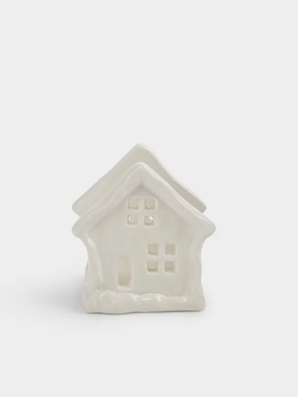 Салфетница, 8 см, керамика D, молочная, Дом, Snow sparks, image-0