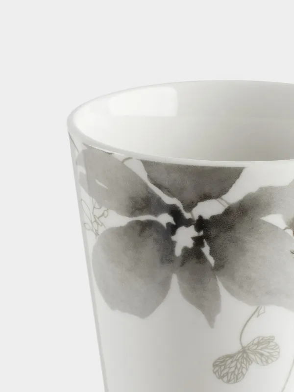 Кружка, 420 мл, фарфор N, Серые цветы, Watercolor, image-1