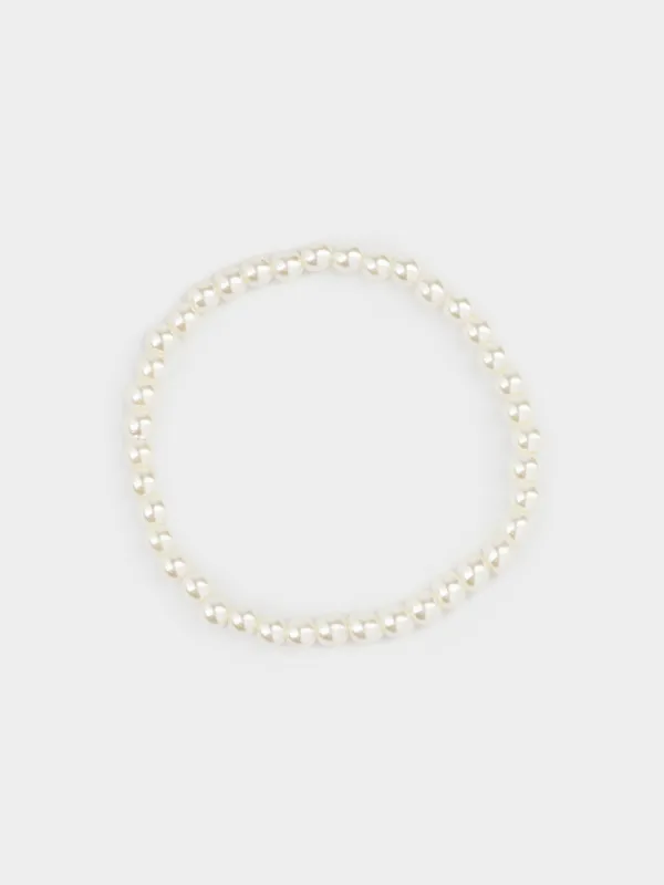 Набор браслетов, 18 см, 3 шт, стекло/пластик, цветной, Бусины, Pearl color, image-4