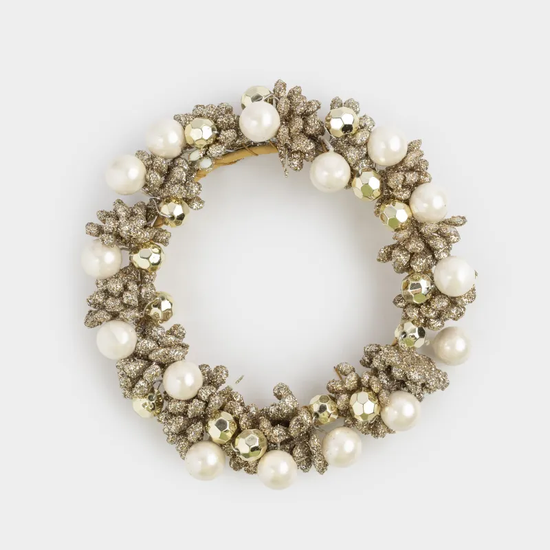 Венок для свечи, 6/10 см, полиэтилен/пластик, шампань, Шары, Bronze decor