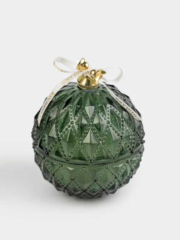 Свеча ароматическая, 8х9 см, в подсвечнике, с крышкой, стекло, зеленая, Christmas evergreen, Christmas traditions, image-3