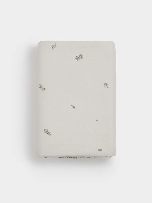 Скатерть, 160х160 см, из жаккарда, Зеленые цветы, Green flowers, image-8