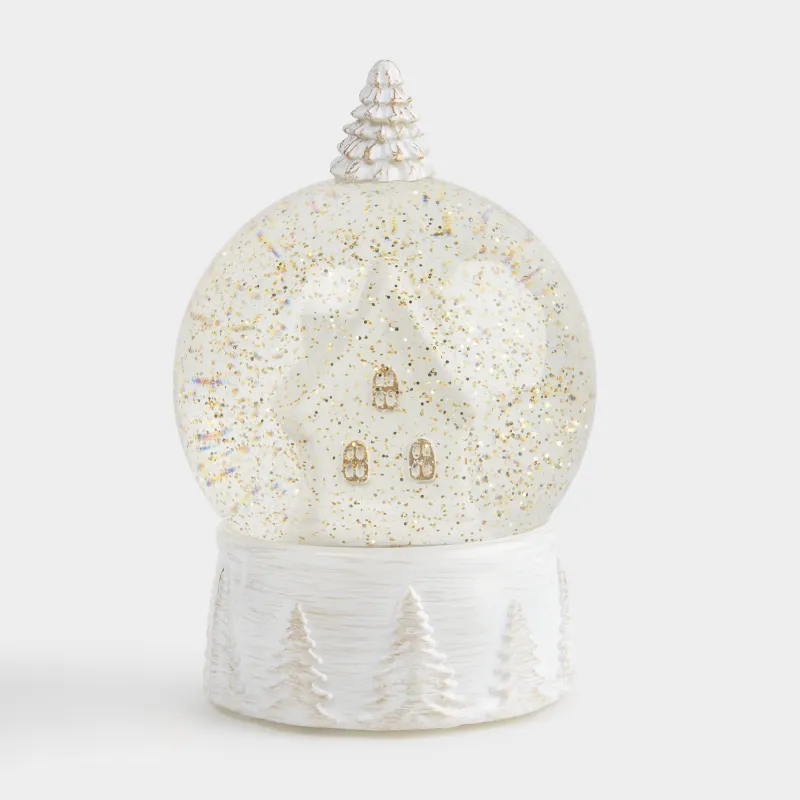 Снежный фонарь, 18 см, с подсветкой, пластик, белый, Дом, White style