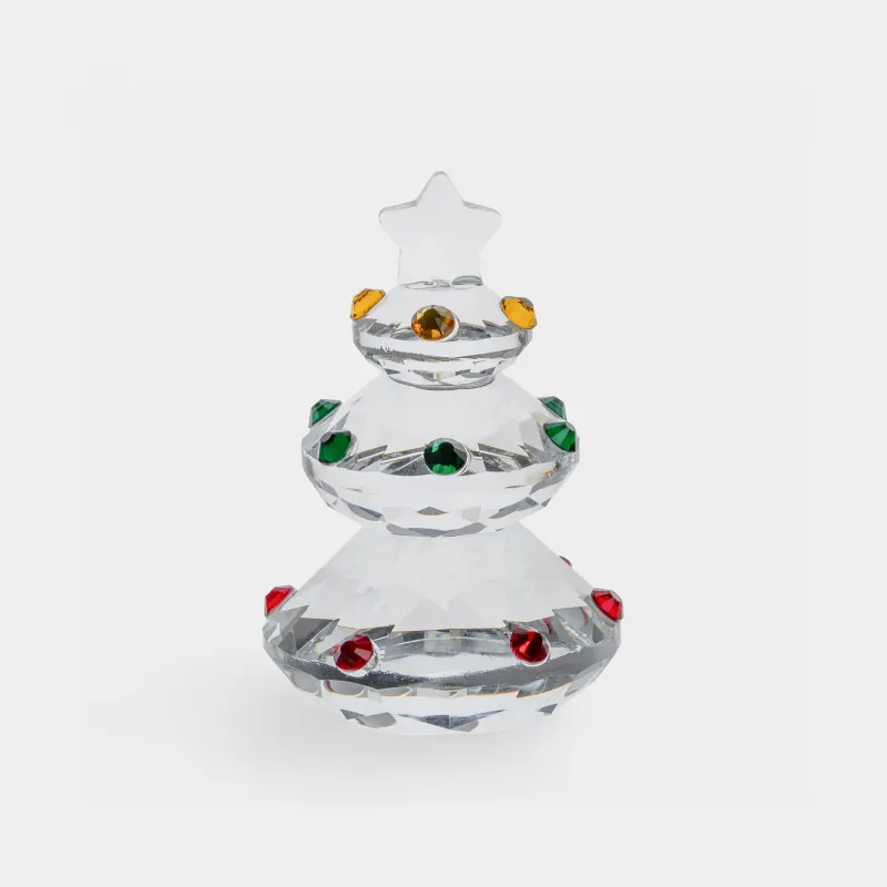 Статуэтка, 7 см, стекло, Елка с кристаллами, Christmas vitreous