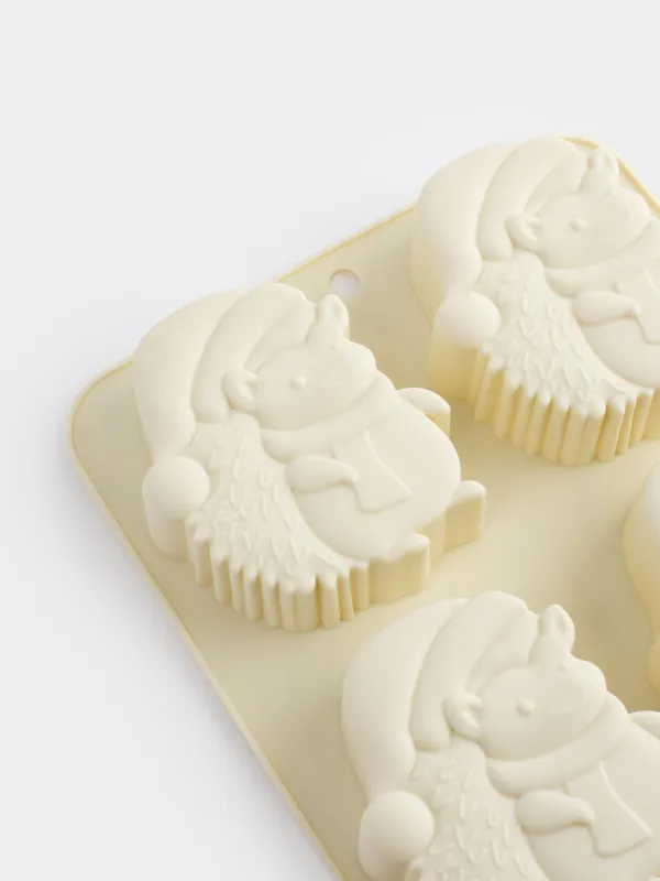 Форма для выпечки кексов, 27х16 см, 6 отд, силикон, молочная, Ежики, Bakery, image-2
