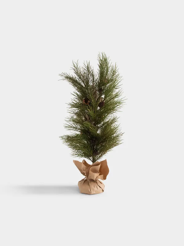 Композиция новогодняя, 70 см, в крафте, Хвоя и шары, Conifer champagne, image-3