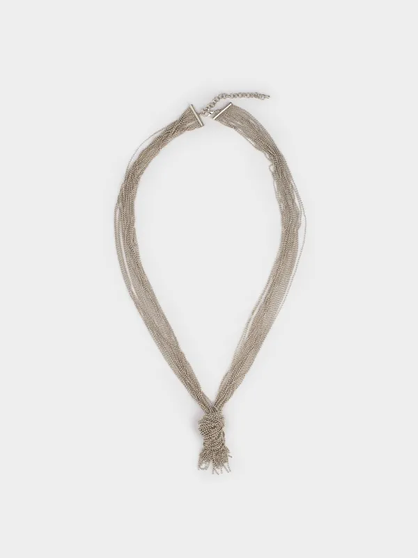 Колье, 1 м, металл, серебристое, Узел, Jewelry knot, image-0