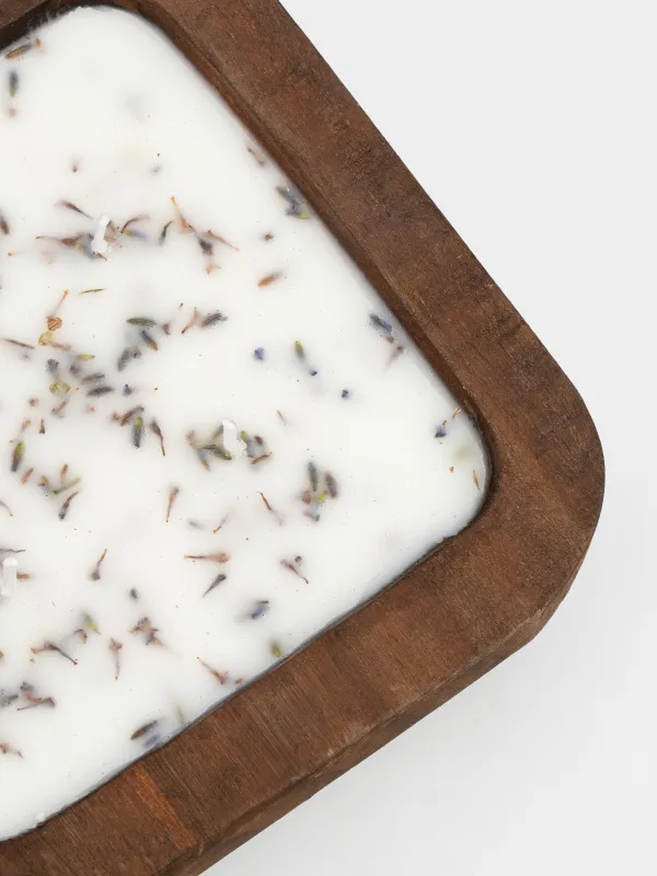 Свеча ароматическая, 15 см, в подсвечнике, дерево, Lavender, Wood candle, image-2