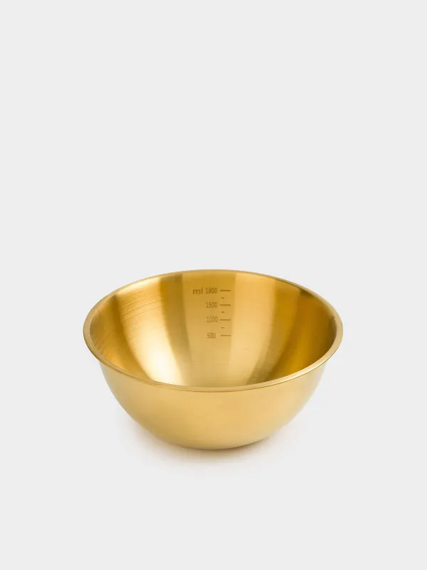 Набор для выпечки, 2 пр, миска/венчик, с мерной шкалой, сталь/дерево, золотистый, Classic gold, image-1