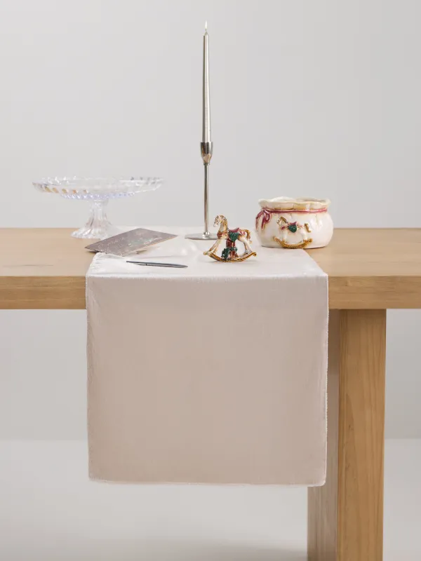 Дорожка настольная, 40х160 см, бархат, бежевая, Winter Antarctica, image-2