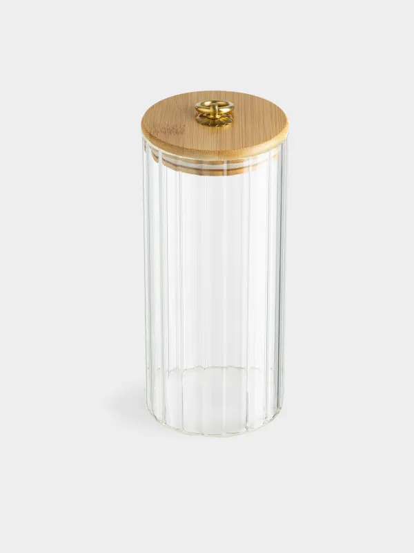 Банка для сыпучих продуктов, 1,1 л, стекло Б/бамбук, Camellia, image-1