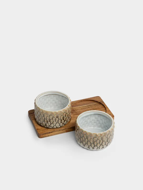 Набор для закусок, 2 предмета, на подставке, Шишки, Conifer bliss, image-1