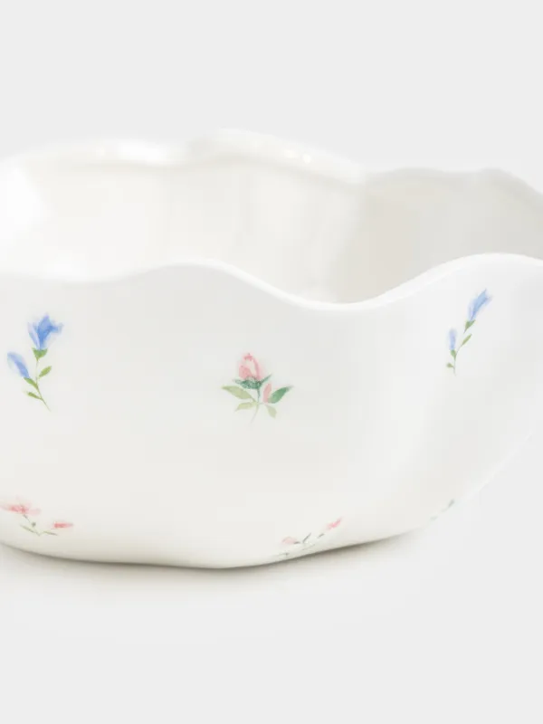 Салатник, 21х8 см, 1,2 л, керамика D, молочный, Нежные цветы, El flora, image-2