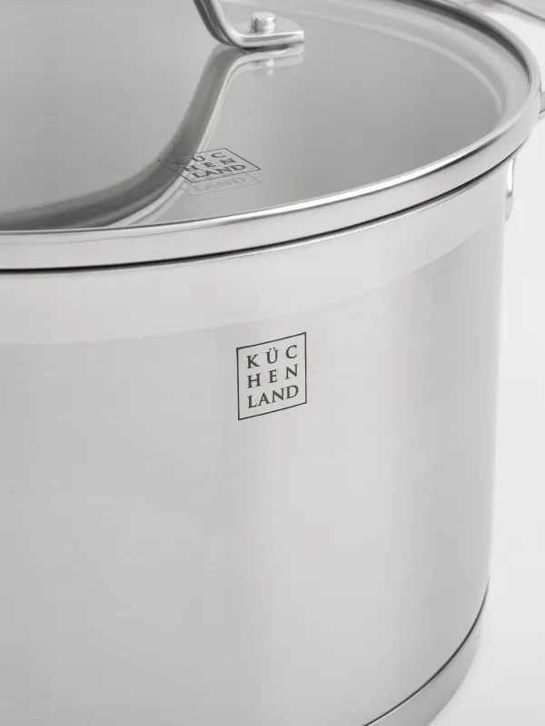 Кастрюля, 20 см, 3,8 л, с крышкой, сталь/стекло Б, Silver Stone, image-2