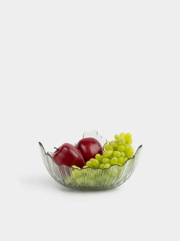 Ваза для фруктов, 24х12 см, стекло Р, зеленая, Verge, image-5