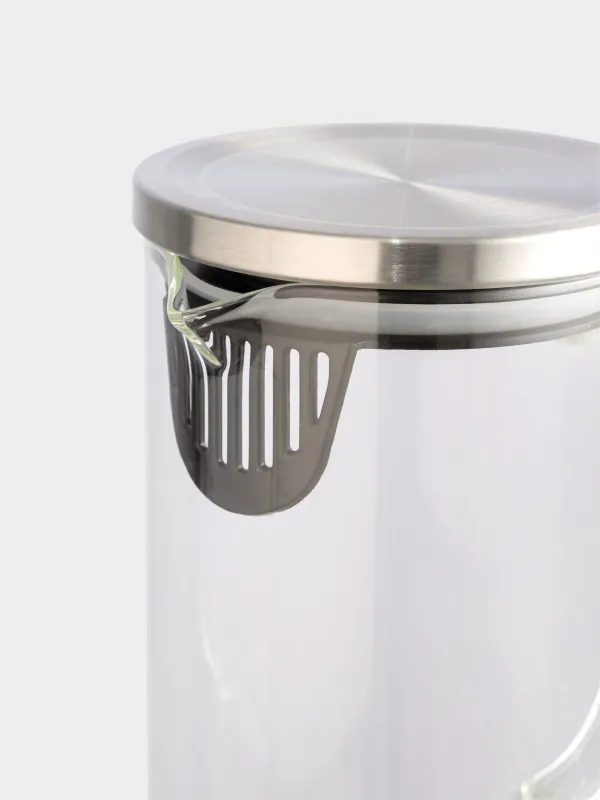 Кувшин, 1,2 л, с крышкой-фильтром, стекло Б/сталь, Classic, image-3