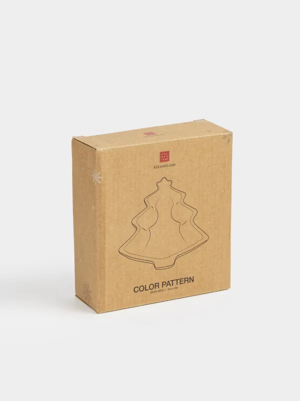 Блюдо глубокое, 16x14х4 см, стекло Р, зеленое, Елка, Color pattern, image-4