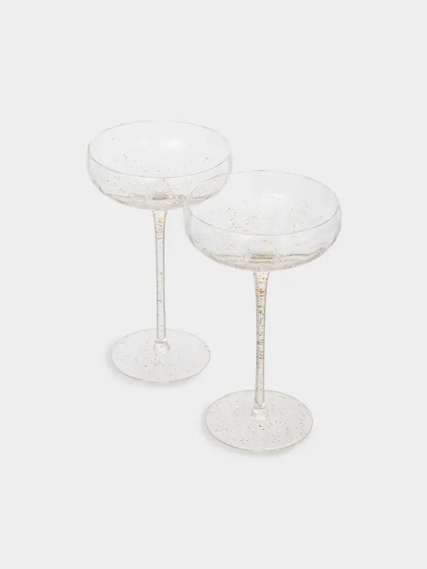 Бокал-креманка для шампанского, 2 шт, Золотистые брызги, Filo R speck, image-1