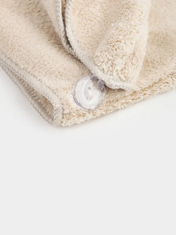 Полотенце-тюрбан для волос, 60х23 см, флис, бежевое, Showy, image-4