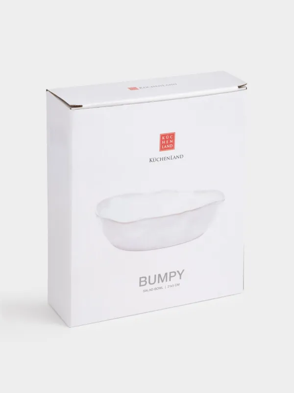 Салатник, 21х5 см, 770 мл, керамика, белый, Неровный край, Bumpy, image-3