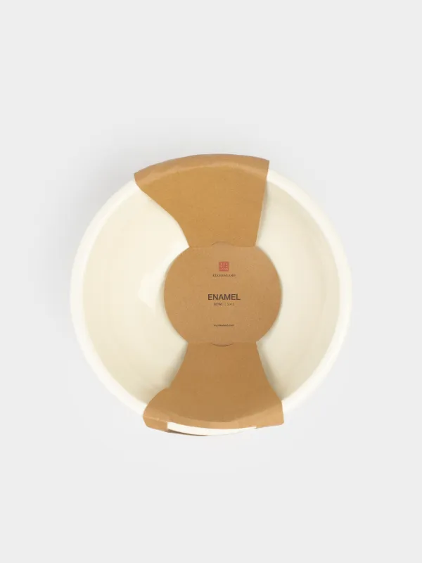 Миска, 2,4 л, металл эмалированный, молочная, с золотистым кантом, Домик, Enamel, image-4