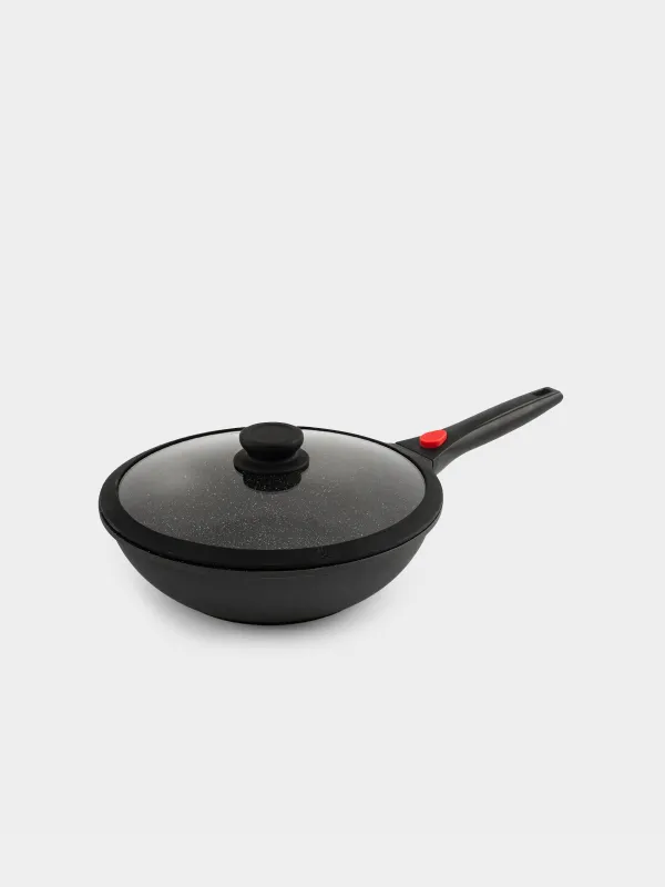 Вок, 28 см, с крышкой, съемная ручка, с покрытием, алюминий, Solution Red 2, image-0