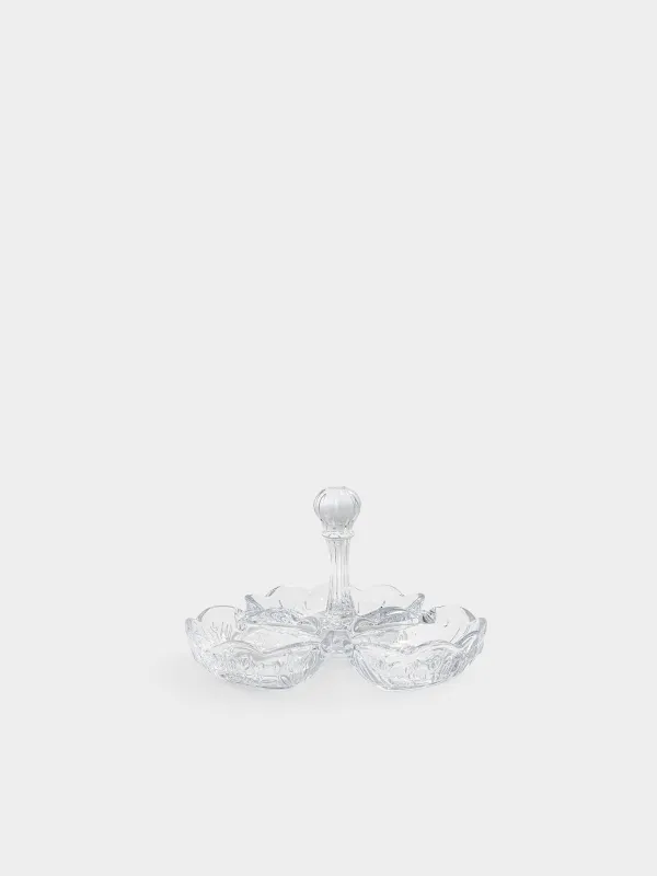 Менажница с декором,, 20х13 см, стекло, Clear pattern, image-0