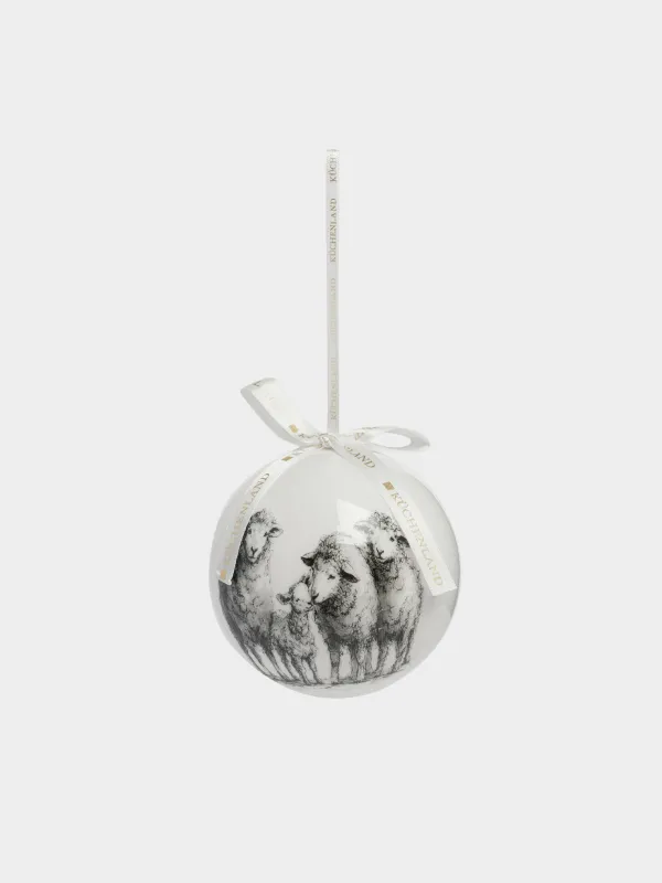 Игрушка елочная, 10 см, Шар, Овечки, Ball print, image-0