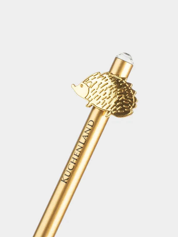 Карандаш, 18 см, чернографитный, с фигуркой, золотистый, Золотистый ежик, Draw figure, image-2