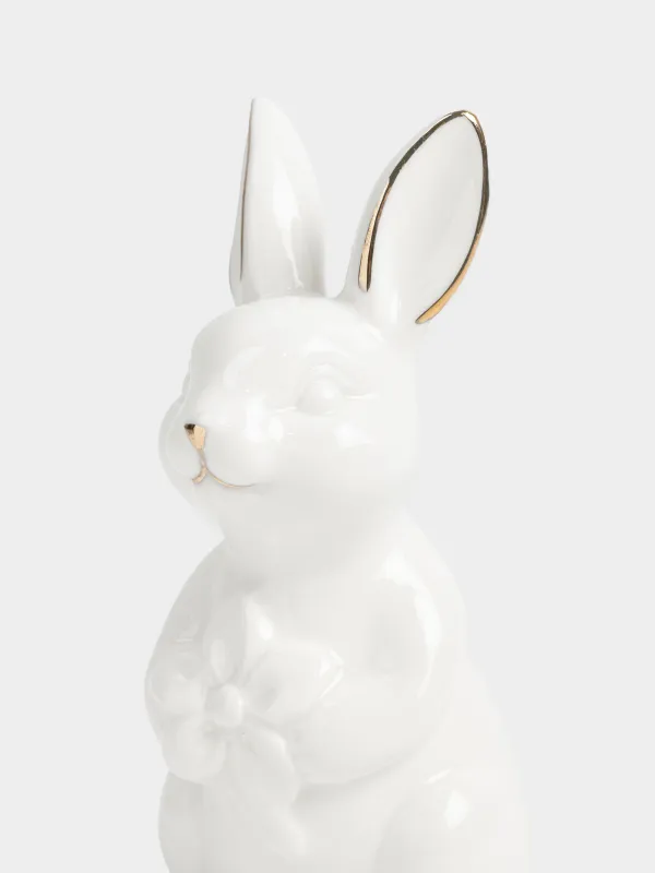 Статуэтка с подсветкой, 13 см, фарфор P, бело-золотистая, Кролик, Rustic Easter, image-1