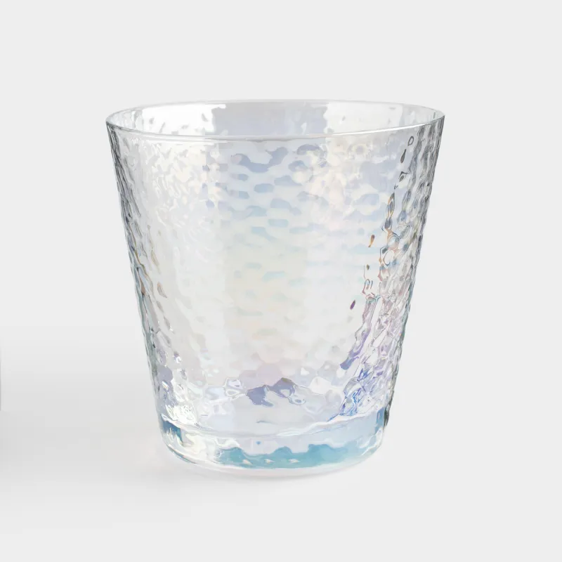 Стакан для виски, 10 см, 270 мл, стекло, перламутр, Ripply polar