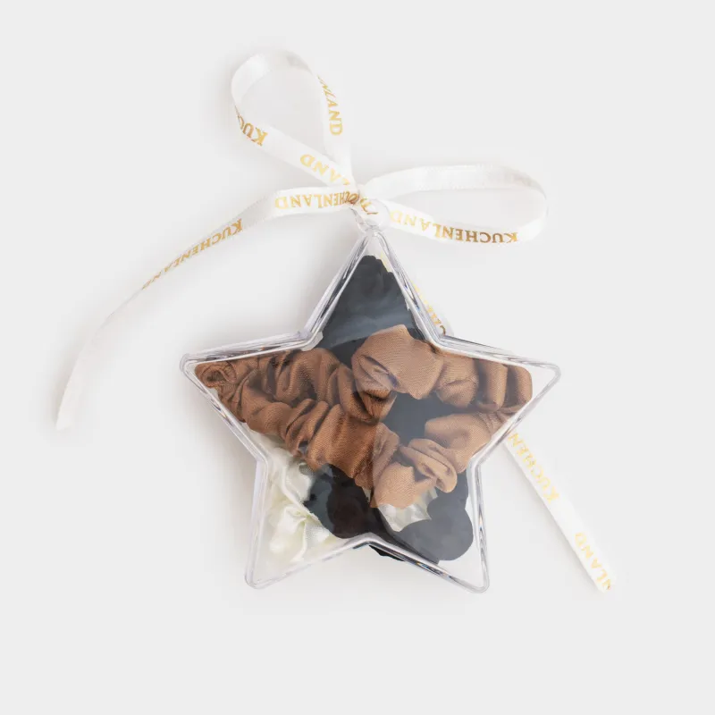 Резинка для волос, 6 см, 3 шт, в звезде, сатин, микс, Silk