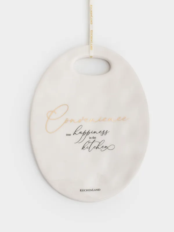 Подставка под горячее, 15х20 см, керамика/пробка, овальная, молочная, Мятый эффект, Crumple kitchen, image-0