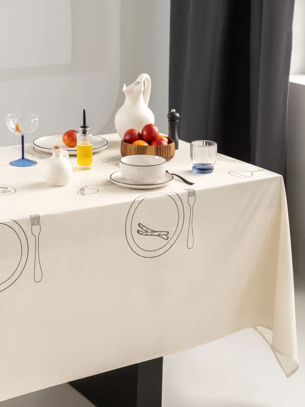 Скатерть, 160х160 см, хлопок, бежевая, Сервировка стола, Kitchen art, image-10