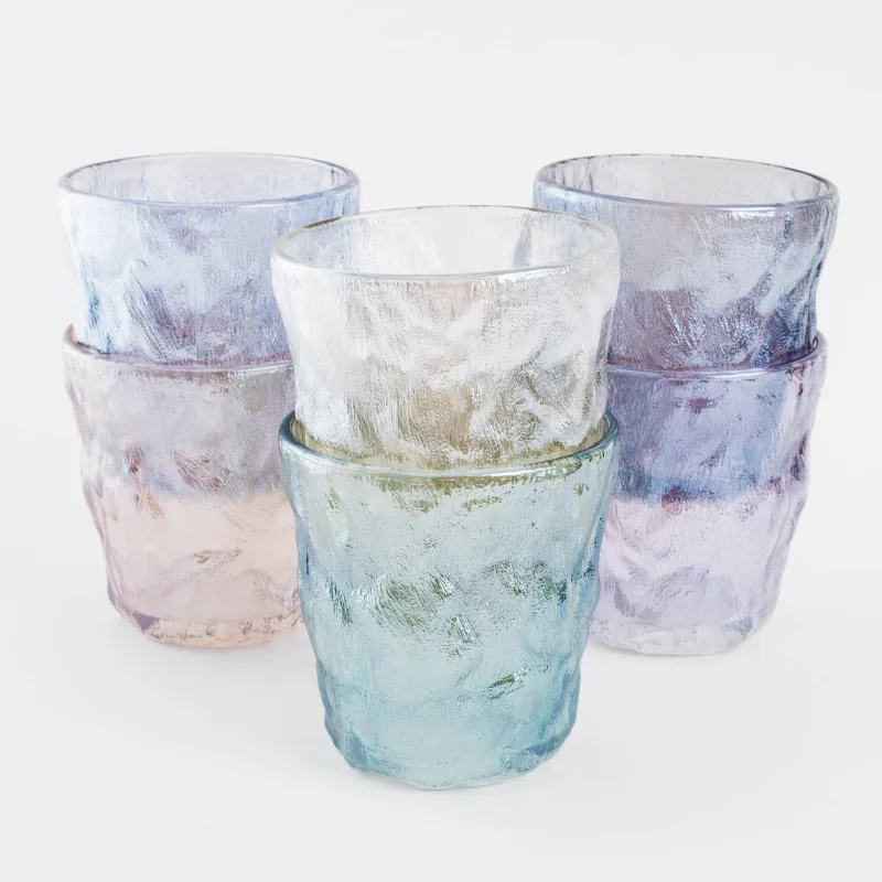 Стакан, 9 см, 300 мл, 6 шт, стекло Р, цветной микс, Мятый эффект, Crumple color, image-2