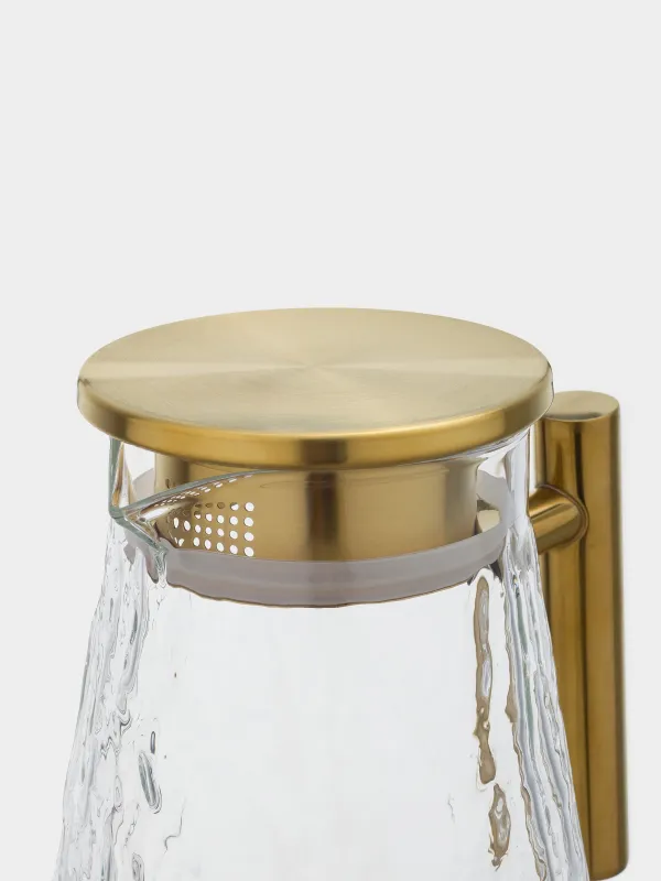 Кувшин, 1,6 л, с крышкой, стекло/металл, золотистый, Glacial gold, image-3