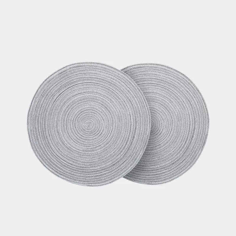 Салфетка под приборы, 38 см, 2 шт, полиэстер, круглая, серая, Rotary
