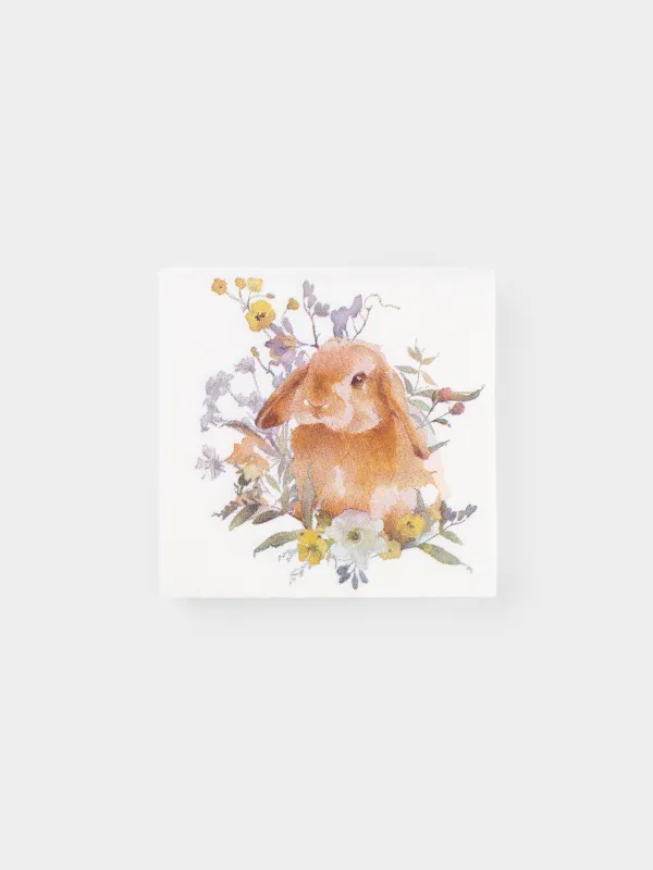 Салфетки бумажные, 21х21 см, 20 шт, квадратные, белые, Кролик, Natural Easter, image-0