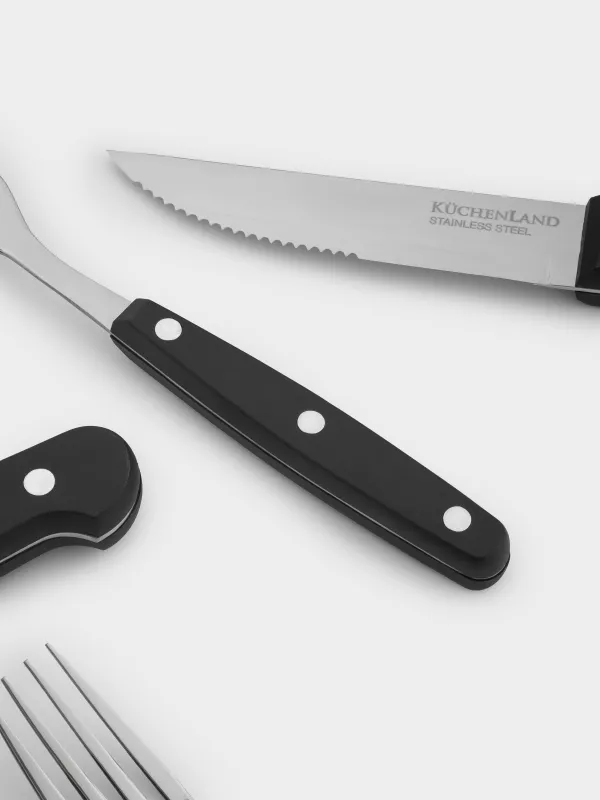 Приборы для стейка, 4 перс, 8 пр, пластик/сталь, черные, Rosario, image-2