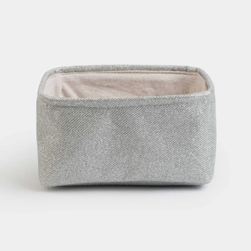 Корзина для хранения, 22x17x11 см, полиэстер, прямоугольная, серебристая, Ideally