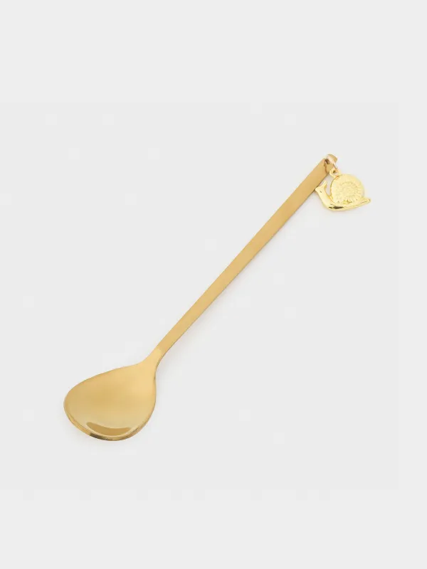 Ложка десертная, 13 см, 2 шт, сталь, золотистая, Птица/Улитка, Tale garden, image-3